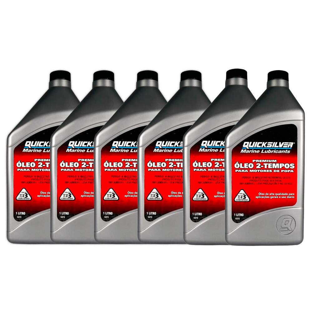 3ce34bca3208fb2adb4f360601caa1fb.jpg Kit Com 6 Óleo Quicksilver Premium 2T Tc-W3 1L - Imagem 1