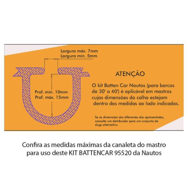 Kit de Extensão Nautos 95526 1 Metro Para Kit Battencar De Veleiros - Imagem 2