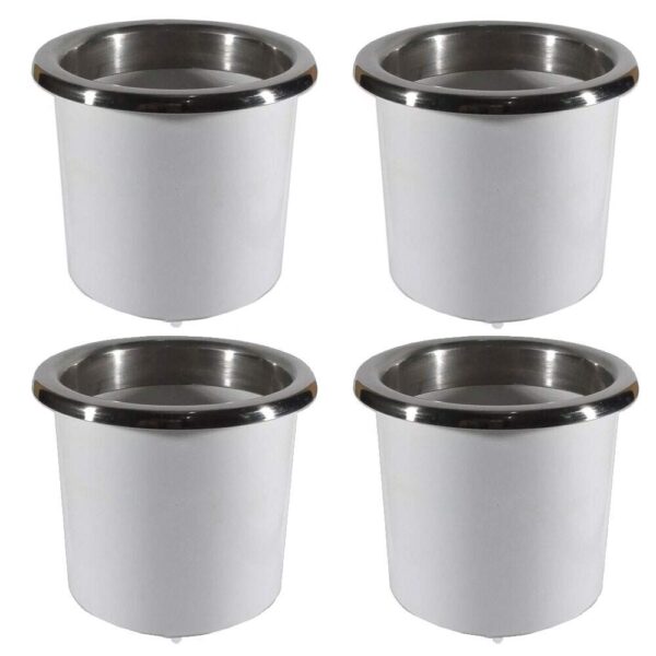 Kit 4 Porta Copos Branco com Acabamento Inox - Imagem 2