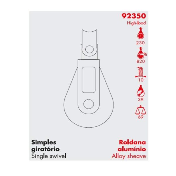 Moitão Nautos 92350 39mm Giratório Alumínio - Imagem 3