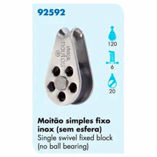 Moitão Fixo Nautos 92592 com Roldana de 20mm - Imagem 3