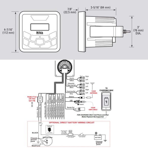 Som Marinizado Boss 240W Bluetooth Mp3 Usb MGR450B - Imagem 5