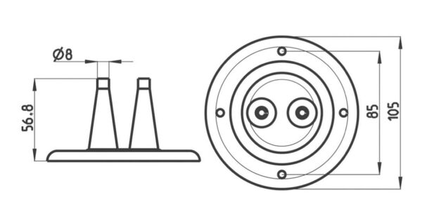 Passa-cabo Comando Até 8MM Duplo 4 Pol Preto Trem - Imagem 3