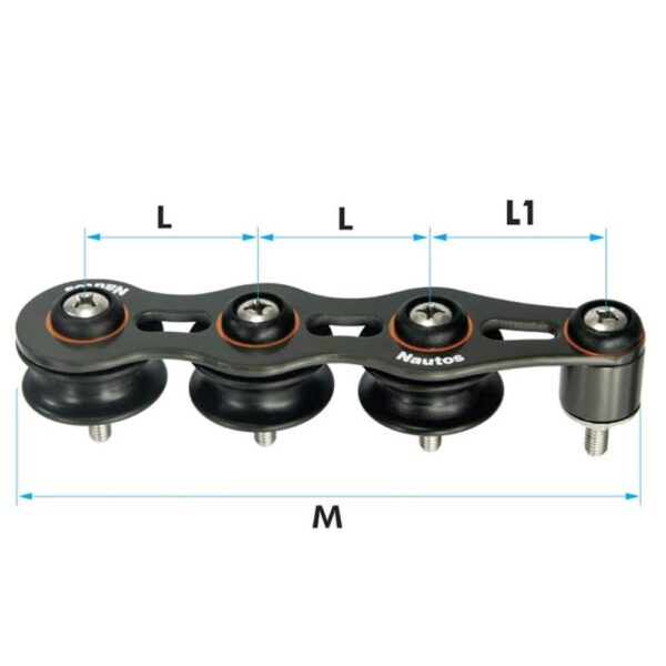 Passador Nautos 91202N 36mm Triplo Roldanas Nylon - Imagem 3