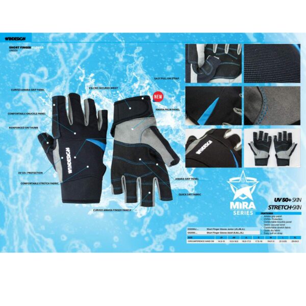 Luvas de Velejar Curta Infantil Windesign Preta - Imagem 5