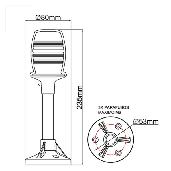Luz de Pier LED Amarelo 235mm 12V Arieltek - Imagem 4