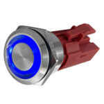 Botão Náutico Momentâneo Off Inox LED Azul 19mm 12-24v