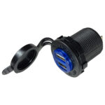 Tomada USB 12-24V 2 tomadas 2.1A Led Azul - Imagem 2