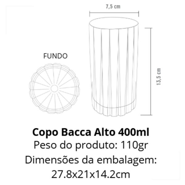 Copo Alto Bacca Cristal Acrílico 400ml - Imagem 2