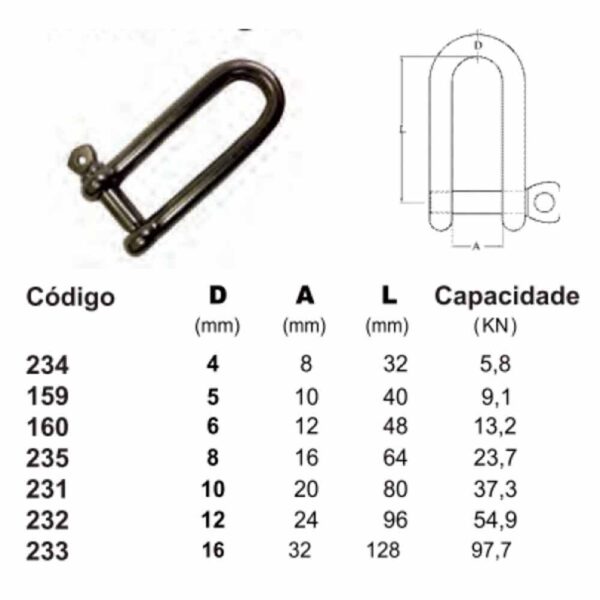 Manilha Reta Longa 4mm Inox - Imagem 3