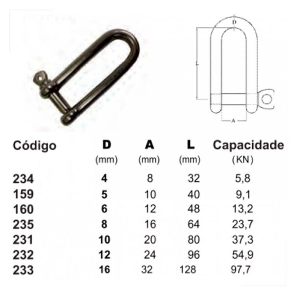 Manilha Reta Longa 5mm Inox - Imagem 2