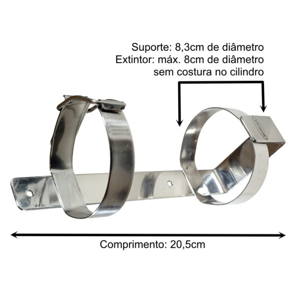 Suporte Para Extintor De Incêndio Náutico De 1Kg Inox - Imagem 2